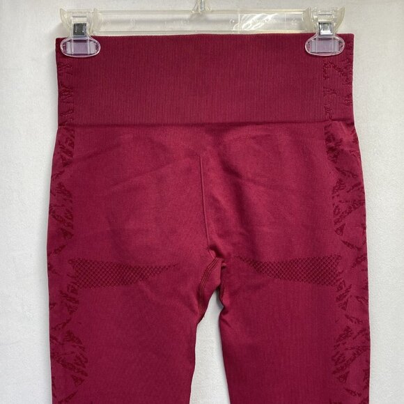 Women Mid-Rise Butt Lift Compression Yoga Leggings Large Red Tummy Control - Picture 9 of 15